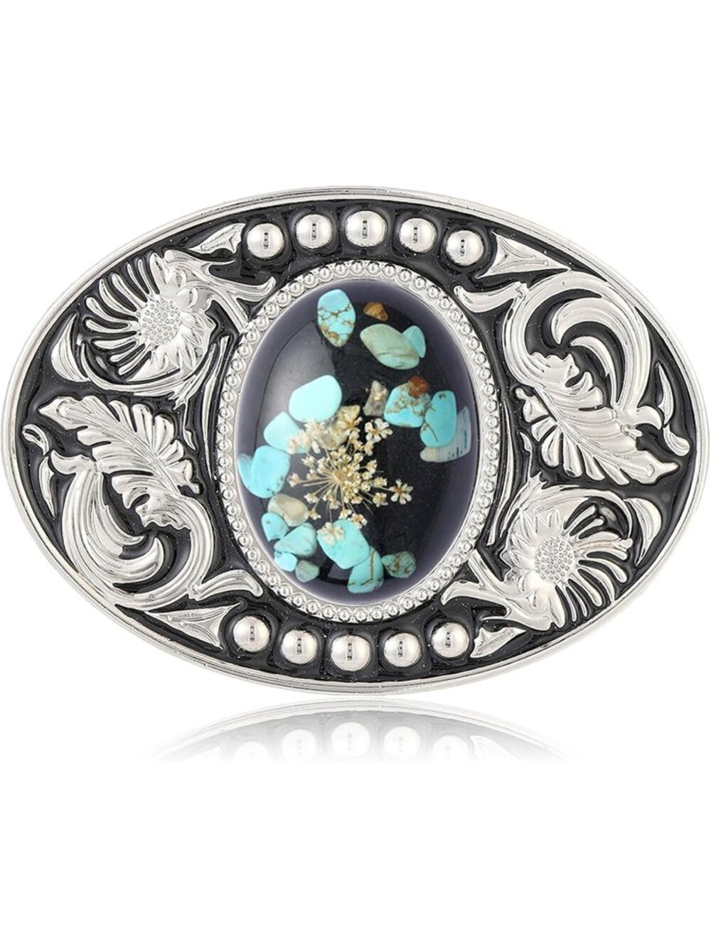 Unisex 3 Turquoise Vintage Longhorn Bull Texas Cowboy Belt Buckle